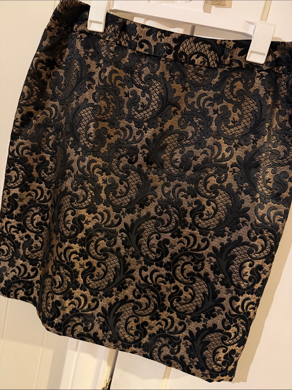 Worthington Black Lace Overlay Pencil Skirt on Gold Base